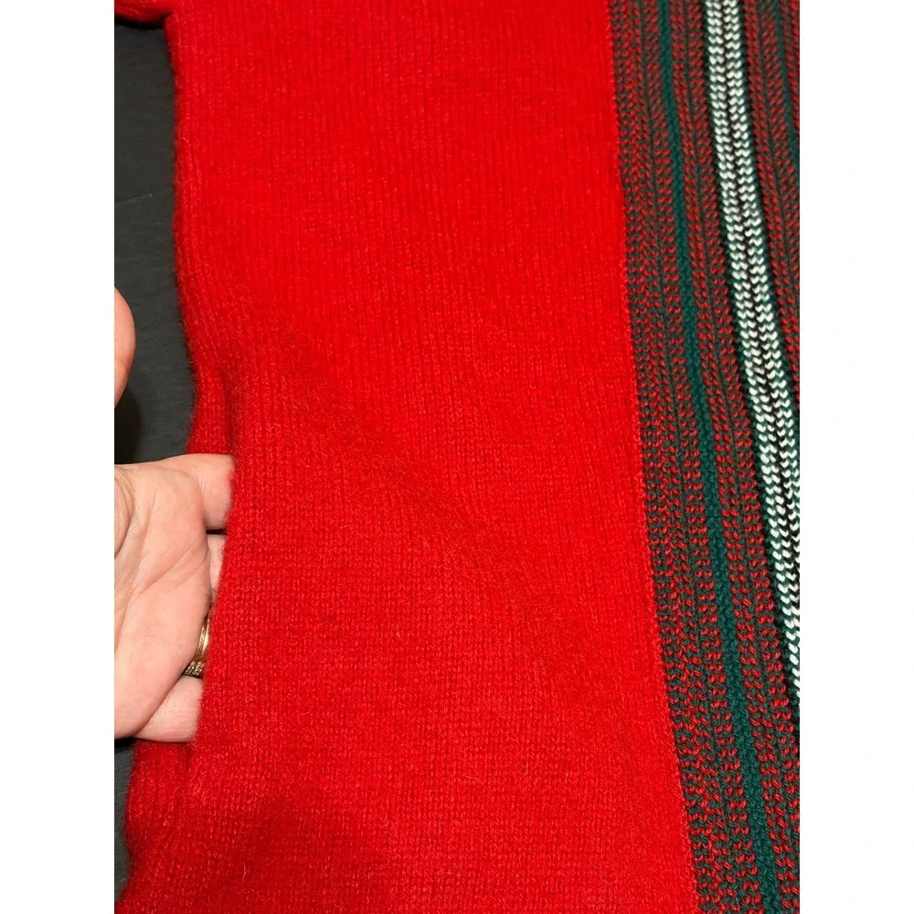 James Pringle Scottish Fashions Red Pure Wool Nordic Cardigan Mock Neck Scotland - Picture 6 of 6